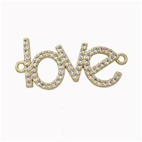 Copper LOVE Connector Micropave Zirconia Gold Plated, approx 10-22mm [FN45565]