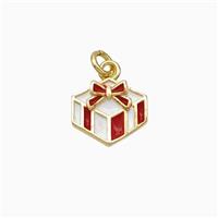 Christmas Gift Charms Copper Pendant White Red Enamel Gold Plated, approx 9-10mm [FN45757]