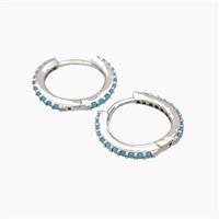 Copper Hoop Earrings Pave Zirconia Platinum Plated, approx 14mm [FN46170]