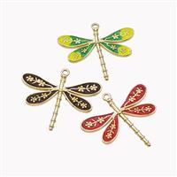 Copper Dragonfly Pendant Enamel Gold Plated Mixed, approx 20-25mm [FN46239]
