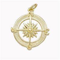 Copper Compass Pendant Gold Plated, approx 17-19mm [FN46688]
