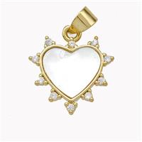 Copper Heart Pendant Pave Shell Zirconia Gold Plated, approx 16mm [FN46702]