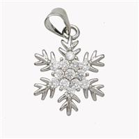 Copper Snowflake Pendant Micropave Zirconia Platinum Plated, approx 16mm [FN46706]