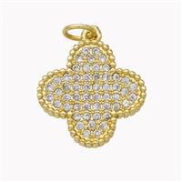 Copper Clover Pendant Pave Zirconia Gold Plated, approx 16mm [FN46825]