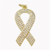 Copper Awareness Ribbons Pendant Pave Zirconia Gold Plated, approx 13-24mm [FN46827]