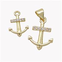 Copper Anchor Pendant Micropave Zirconia Gold Plated, approx 12-14mm [FN46860-L]