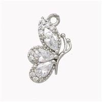 Copper Butterfly Pendant Pave Zirconia Miller Platinum Plated, approx 9-16mm [FN46905]
