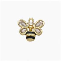 Copper Honeybee Pendant Pave Zirconia Gold Plated, approx 12-14mm [FN47611]
