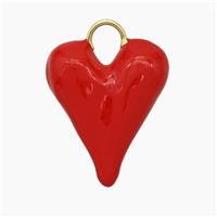 Copper Heart Pendant Red Enamel Gold Plated, approx 20-25mm [FN47629]