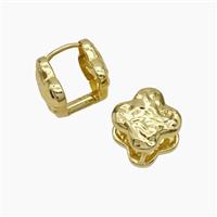 Copper Clover Latchback Earrings Hammered Gold Plated, approx 15mm [FN47708]