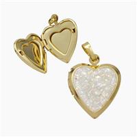 Copper Heart Locket Pendant Pave Fire Opal 18K Gold Plated, approx 17-18mm [FN48084]