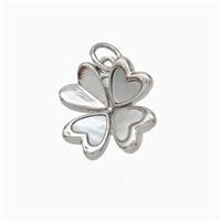Copper Clover Pendant Pave Shell Platinum Plated, approx 15mm [FN48126]