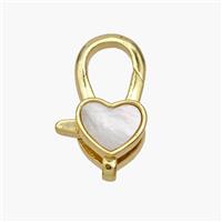 Copper Lobster Clasp Pave Shell Heart 18K Gold Plated, approx 8-18mm [FN48368]