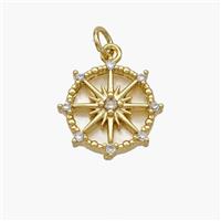 Copper Compass Pendant Pave Shell Gold Plated, approx 15mm [FN48391]
