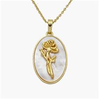 Copper Flower Necklace Pave Shell Gold Plated, approx 16-23mm, 1.2mm, 44cm length [FN48625]