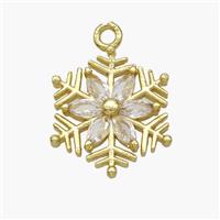 Copper Snowflake Pendant Micropave Zirconia Gold Plated, approx 17mm [FN48735]