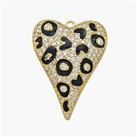 Copper Heart Pendant Micropave Zirconia Black Painted Gold Plated, approx 22-30mm [FN48759]