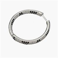 Copper Hoop Earrings Pave Zirconia Platinum Plated, approx 30mm dia [FN48878]