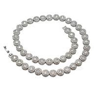 Copper Necklace Pave Zirconia Coin Platinum Plated, approx 8.5mm, 40cm length [FN48919]