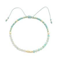 Amazonite Bracelet with Aquamarine, adjustable, approx 3mm, 16-24cm length [FR10430]