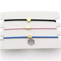 Nylon Bracelet Heart Adjustable Mixed, approx 7mm, 1.8mm, 16-23cm length [FR10505]