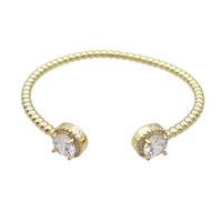 Copper Bangle Pave Crystal Gold Plated, approx 11mm, 58mm dia [FR10572]