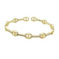 Copper Bangle Pave Zircon Gold Plated, approx 6.5mm, 46-57mm [FR10598]