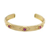 Copper Bangle Pave Zircon Gold Plated Eye, approx 8.5mm, 50-60mm [FR10704]