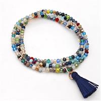 Chinese Crystal Glass Bracelets Stretchy Multicolor, approx 3-3.5mm [FR11474]