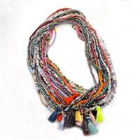 Chinese Crystal Glass Bracelets Stretchy Mixed Color Tassel, approx 3-3.5mm [FR11481]