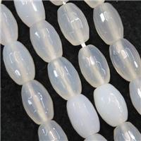 white Agate beads, faceted barrel, approx 8-12mm [GA1839]