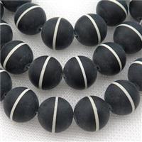 Round Black Onyx Agate Beads Line Matte, approx 12mm dia [GA1856-12MM]