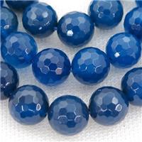 natural Agate Beads, blue treated, faceted round, approx 12mm dia [GA1970-12MM]