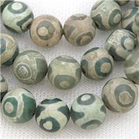 matte Tibetan Agate beads, green, eye, approx 12mm dia [GA2008]
