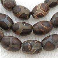 Tibetan Agate barrel beads, turtleback, approx 12-16mm, 23pcs per st [GA2046]