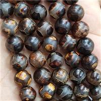 tibetan Agate Beads, round, football, approx 12mm dia [GA2130-12MM]