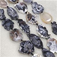 Agate Geode Druzy slice beads, top-drilled, approx 15-30mm [GA2163]