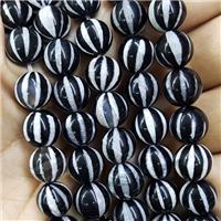 black tibetan Agate beads, round, pumpkin, approx 8mm dia [GA2256-8MM]