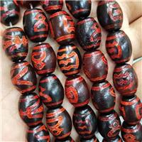 Red Fire Tibetan Agate Barrel Beads, approx 12x16mm [GA2376]