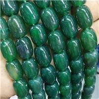 Natural Agate Barrel Beads Green Dye Smooth, approx 13-18mm [GA2411]