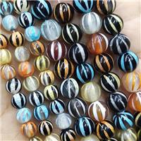 Tibetan Agate Beads Round Smooth Watermelon Mixed Color, approx 8mm dia [GA2463-8MM]