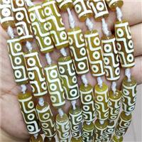 Yellow Tibetan Agate Rice Beads Evil Eye, approx 10-30mm, 10pcs per st [GA2635]