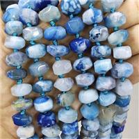 Natural Sakura Cherry Agate Rondelle Beads Blue Dye Faceted, approx 10-13mm [GA2664]