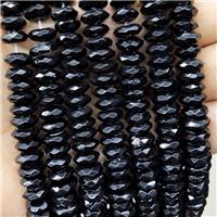 Natural Black Onyx Agate Beads Faceted Rondelle B-Grade, approx 4-10mm [GA2840]