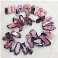 Natural Agate Druzy Beads Slice Freeform Pink Dye TopDrilled Graduated, approx 20-45mm [GA2856]