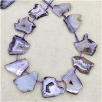 Natural Blue Lace Agate Slice Beads Dye Freeform Top Drilled, approx 25-45mm [GA2861]