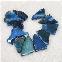 Natural Agate Slice Beads Freeform Blue Dye Top Drilled, approx 20-40mm, 20cm string [GA2863]