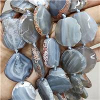 Natural Gray Agate Slice Beads Freeform, approx 15-30mm [GA2892]