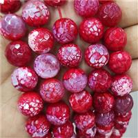 Red Veins Agate Beads Dye Faceted Round, approx 14mm dia [GA3006]