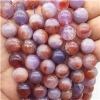 Round Jade Beads Peach Purple Dye Smooth, approx 14mm dia [GA3049]